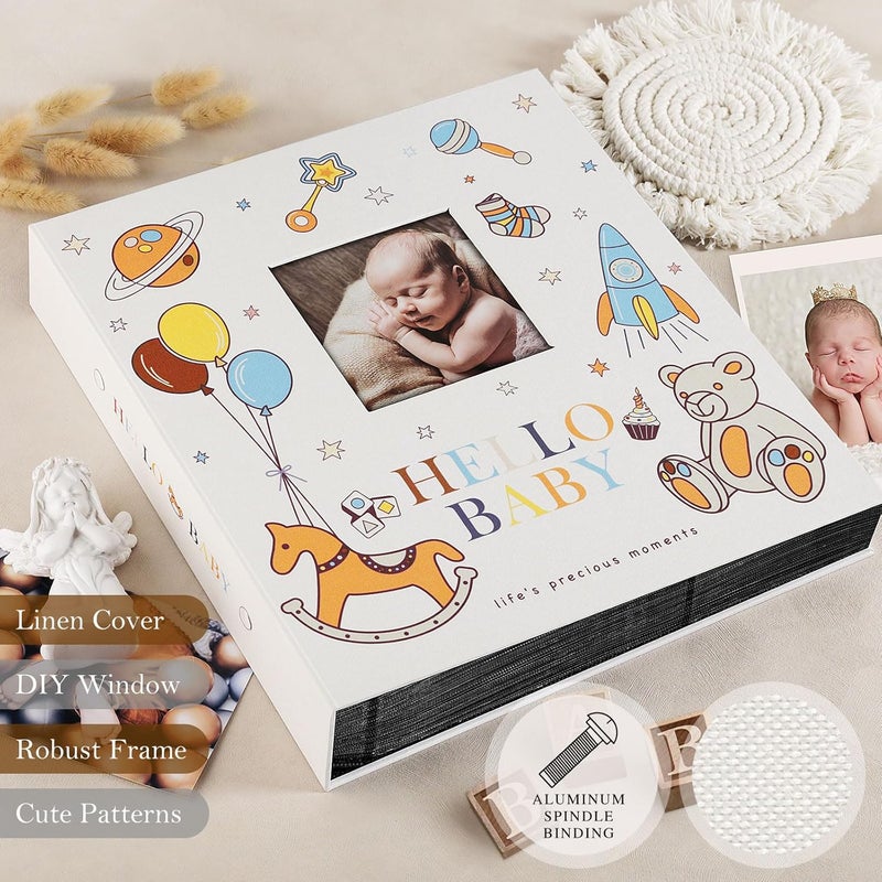 Lanpn Baby Photo Album 4x6 600 Pockets, Linen Cover Photo Book Newborn Bebe Album Memory Book with Front Window Holds 600 Horizontal and Vertical Pictures Gift for Boy Girl Baby Shower Colorful - Image 3